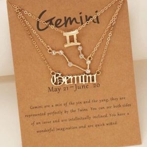 Gemini Zodiac Sign 3-Piece Necklace Set